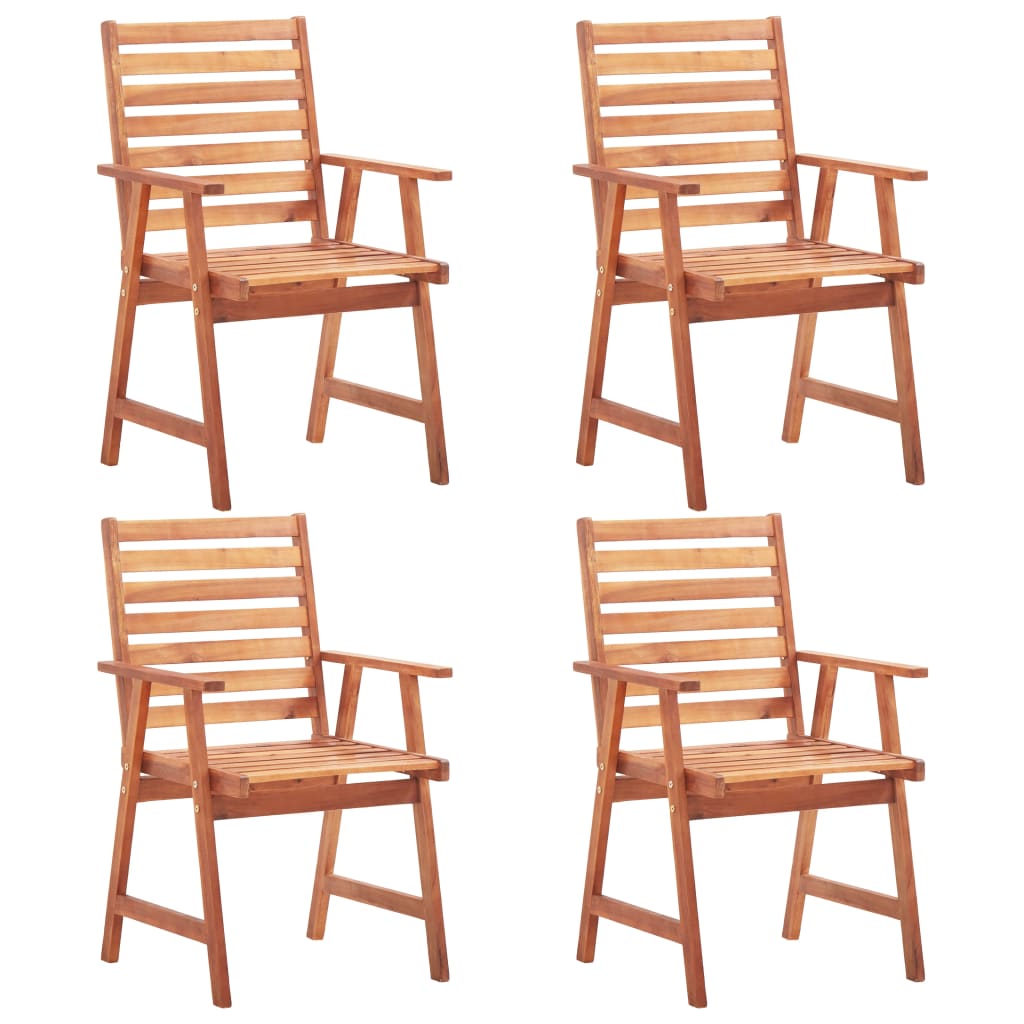 Outdoor dining chairs, 4 pcs, solid acacia wood