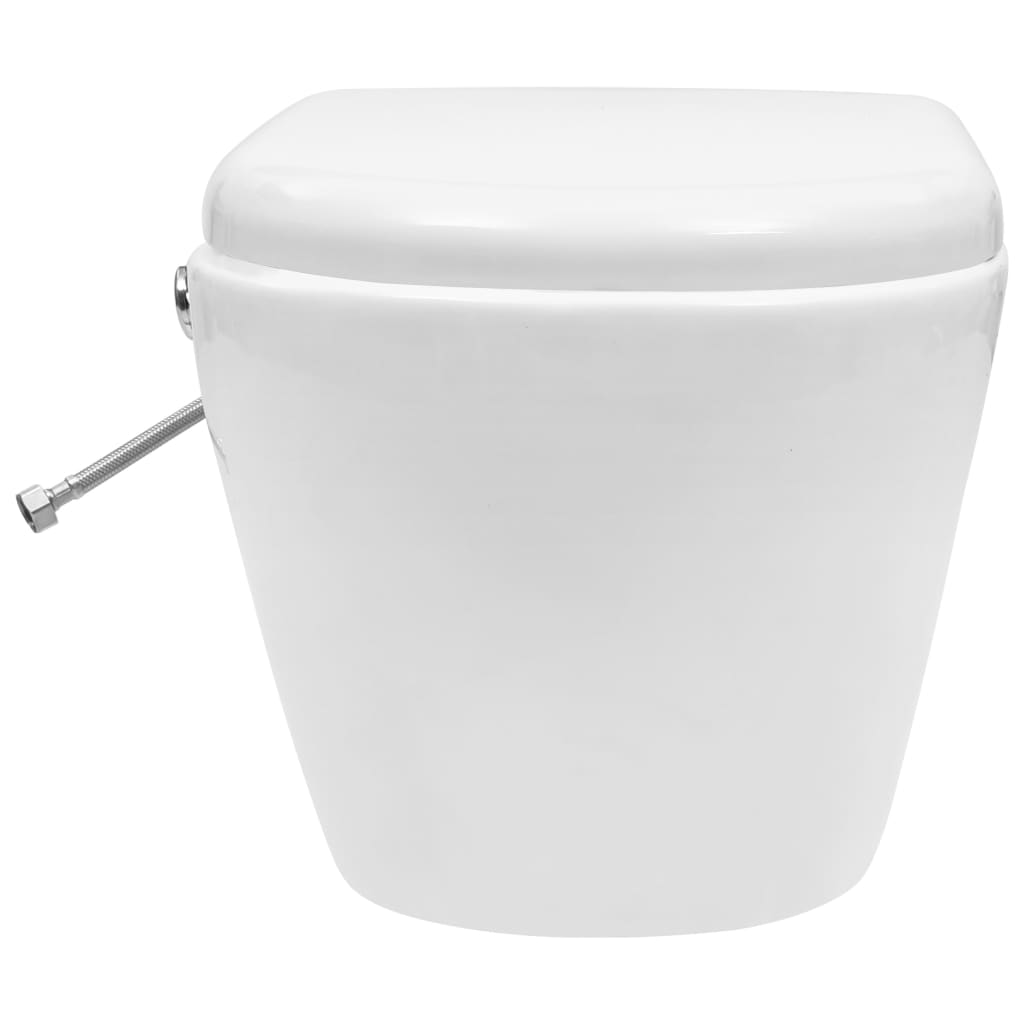Wall-hung rimless toilet with bidet function, white, ceramic