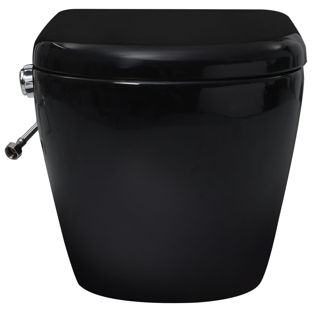 Wall-hung rimless toilet with bidet function, black, ceramic