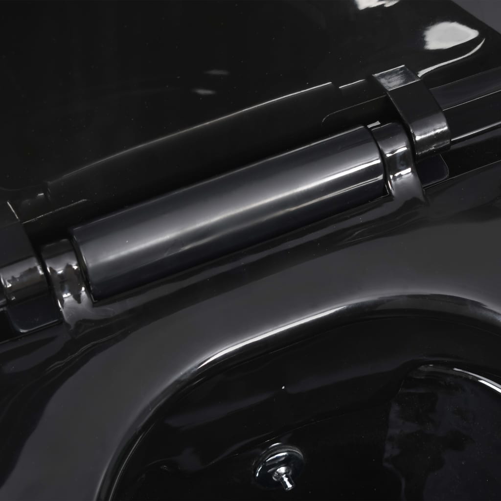 Wall-hung rimless toilet with bidet function, black, ceramic