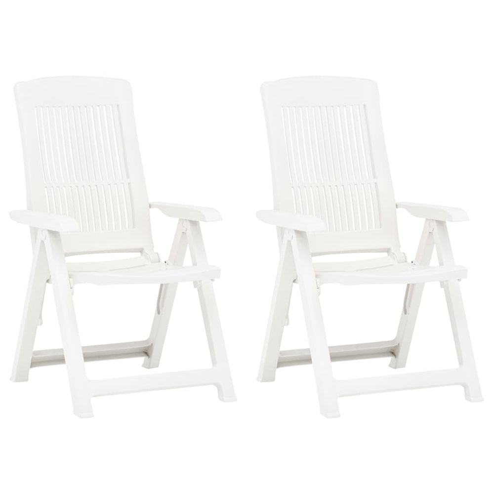 Reclining Garden Chairs, 2 pcs., White, Plastic