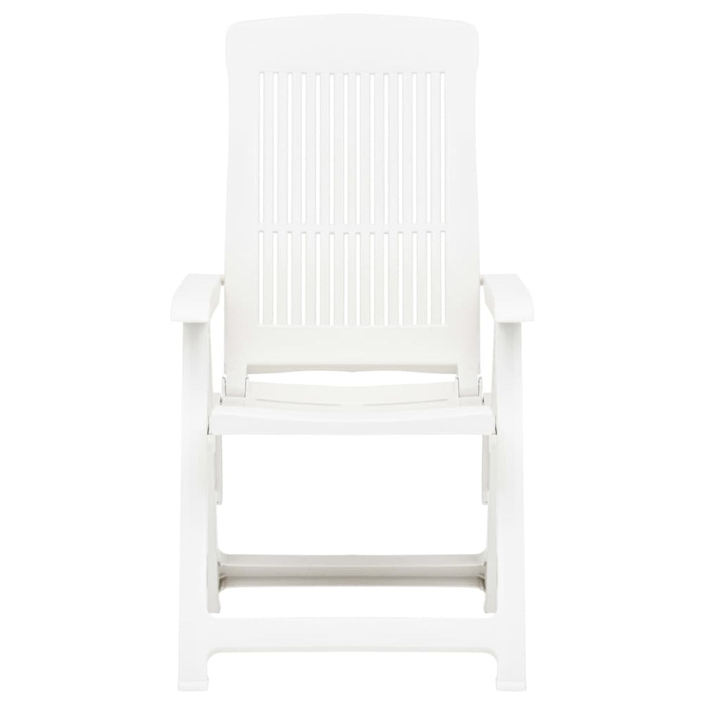 Reclining Garden Chairs, 2 pcs., White, Plastic