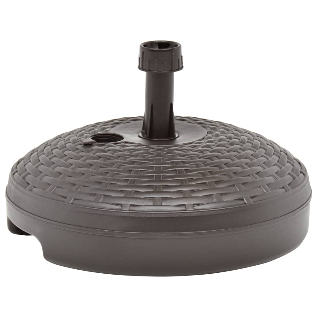 Parasol base, brown, 20L, rattan-effect plastic