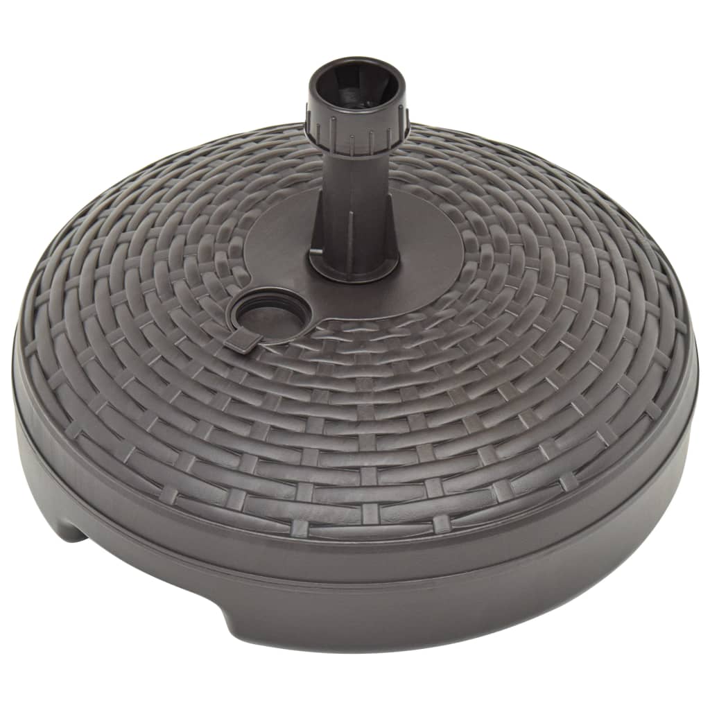 Parasol base, brown, 20L, rattan-effect plastic