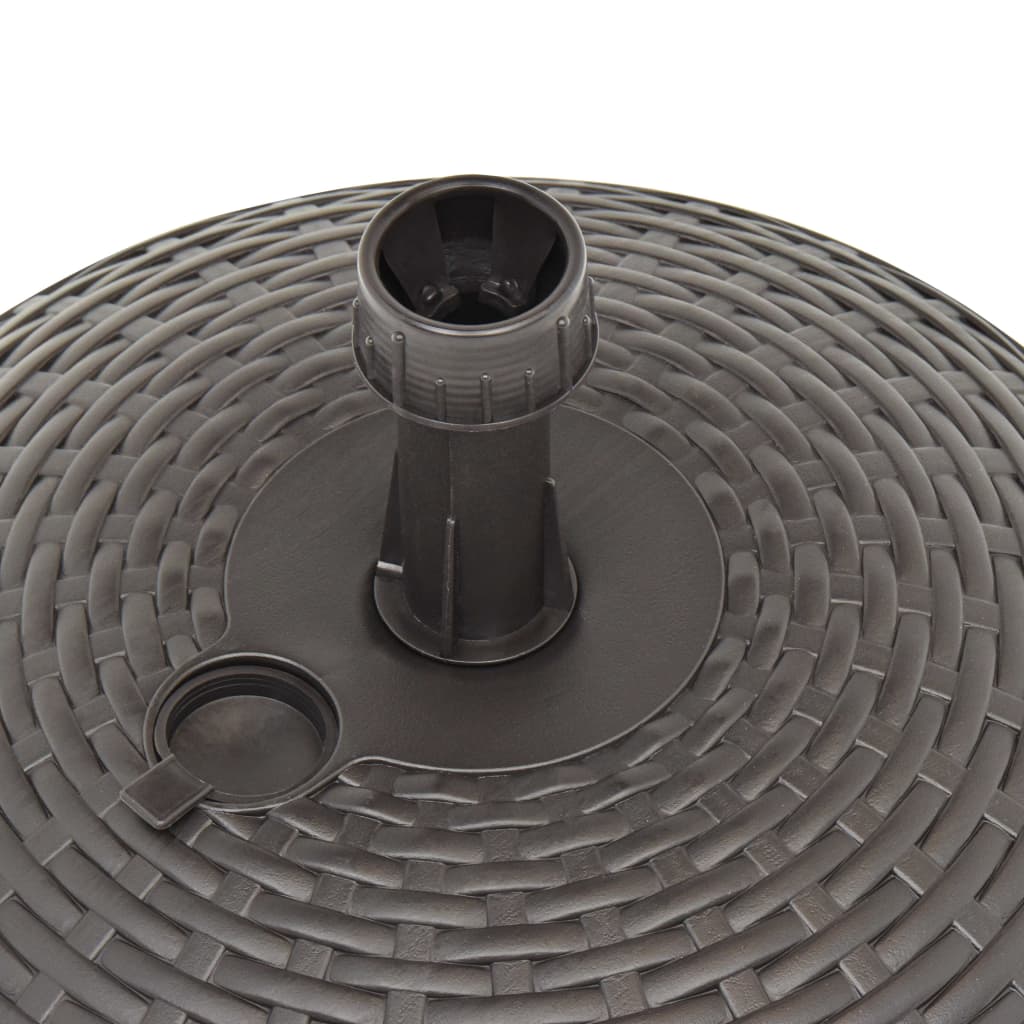 Parasol base, brown, 20L, rattan-effect plastic