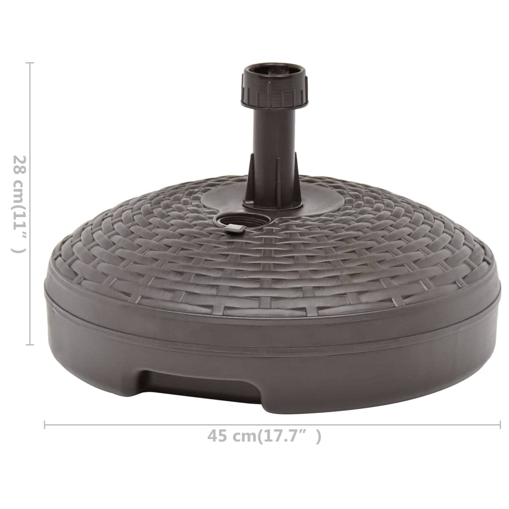 Parasol base, brown, 20L, rattan-effect plastic