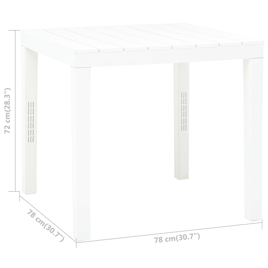 Dārza galds, balts, 78x78x72cm, plastmasa