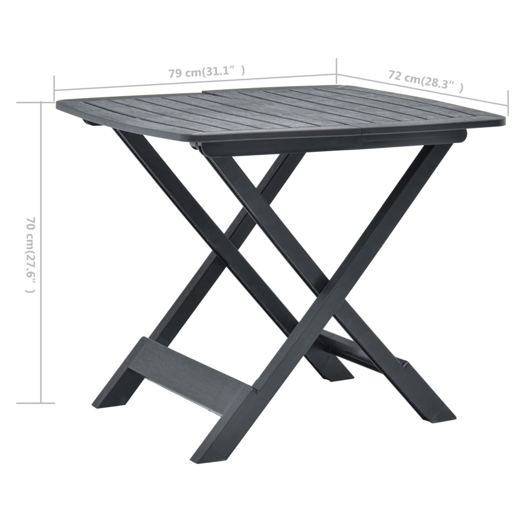 Sulankstomas sodo stalas, antracito, 79x72x70cm, plastikas