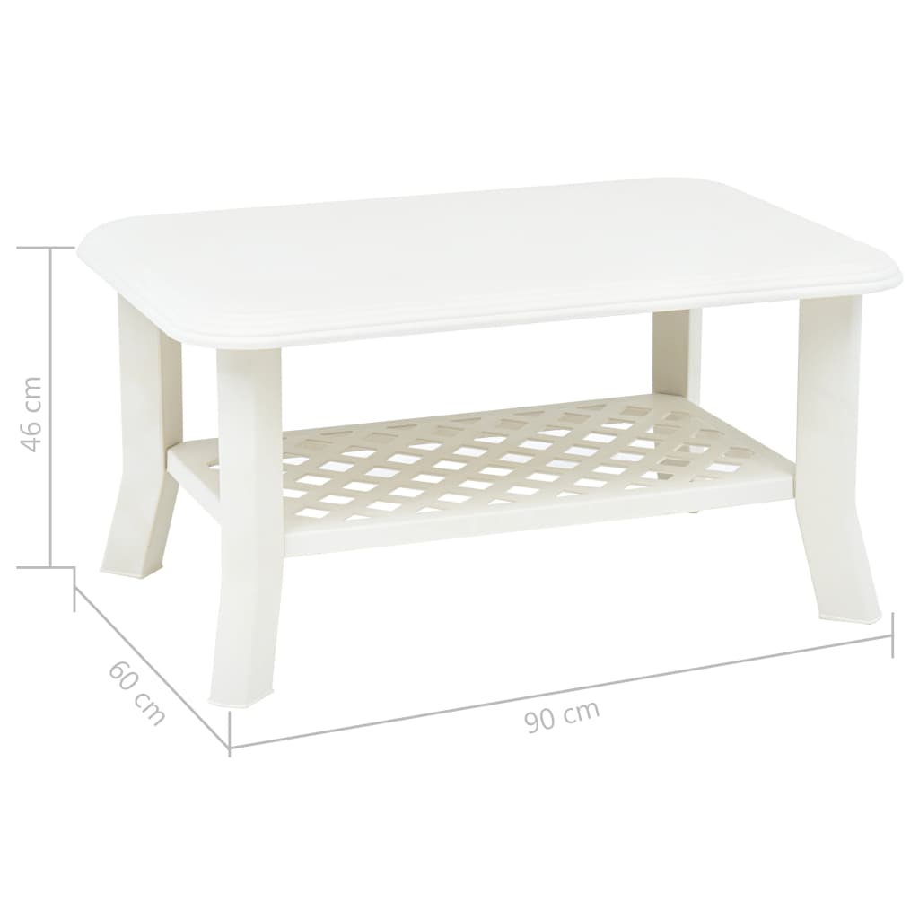 Kafijas galdiņš, balts, 90x60x46cm, plastmasa