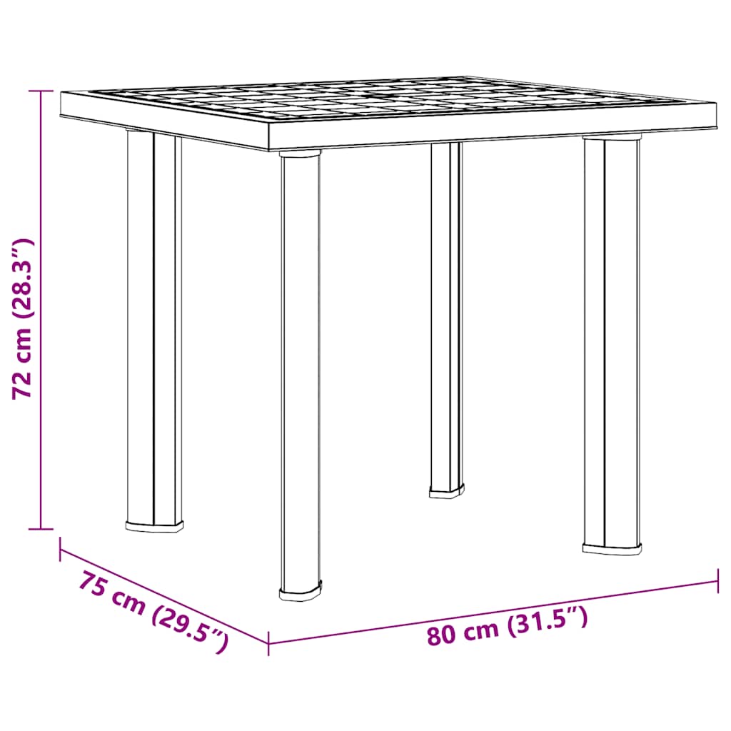 Sodo stalas, antracito spalvos, 80x75x72cm, plastikas