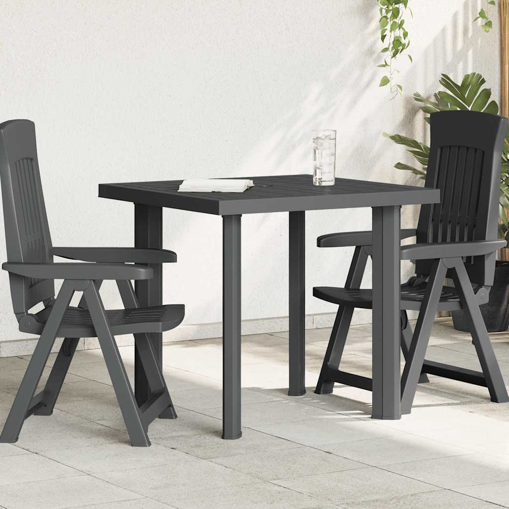 Sodo stalas, antracito spalvos, 80x75x72cm, plastikas