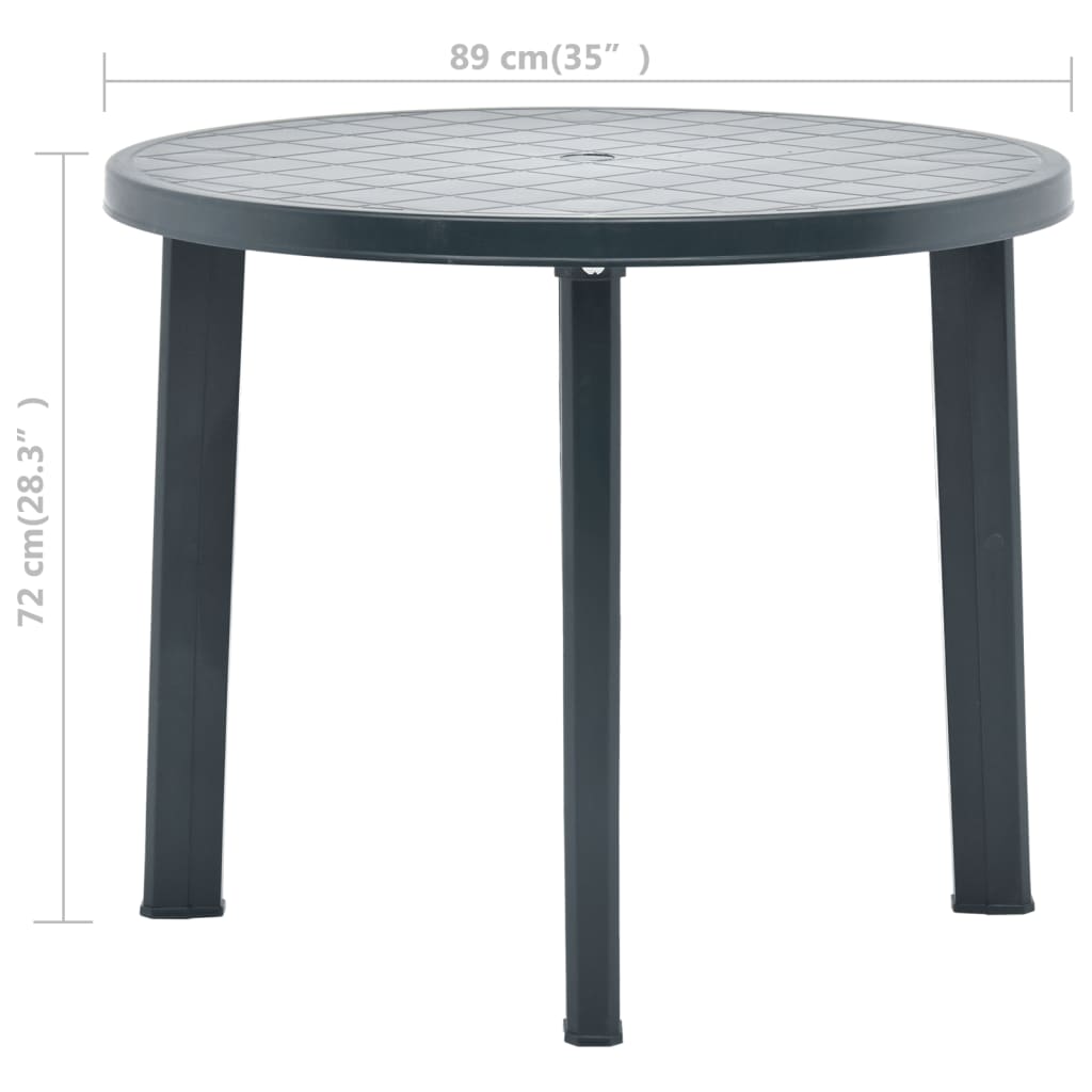 Dārza galds, zaļš, 89 cm, plastmasa