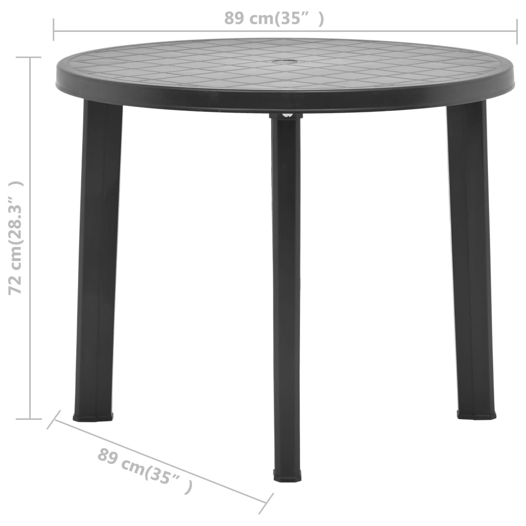 Garden table, anthracite, 89cm, plastic
