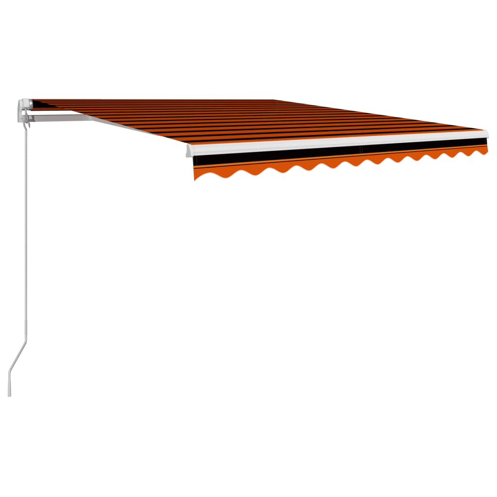 Manual retractable awning, orange and brown, 350x250cm