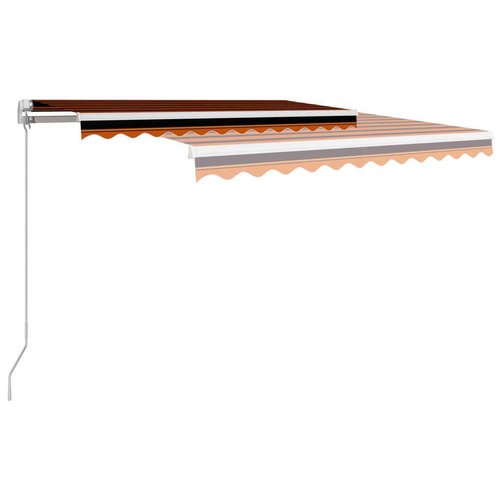 Manual retractable awning, orange and brown, 350x250cm