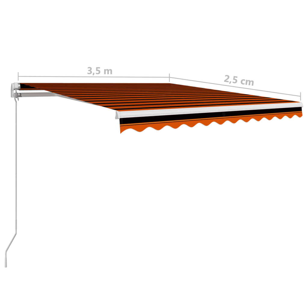 Manual retractable awning, orange and brown, 350x250cm