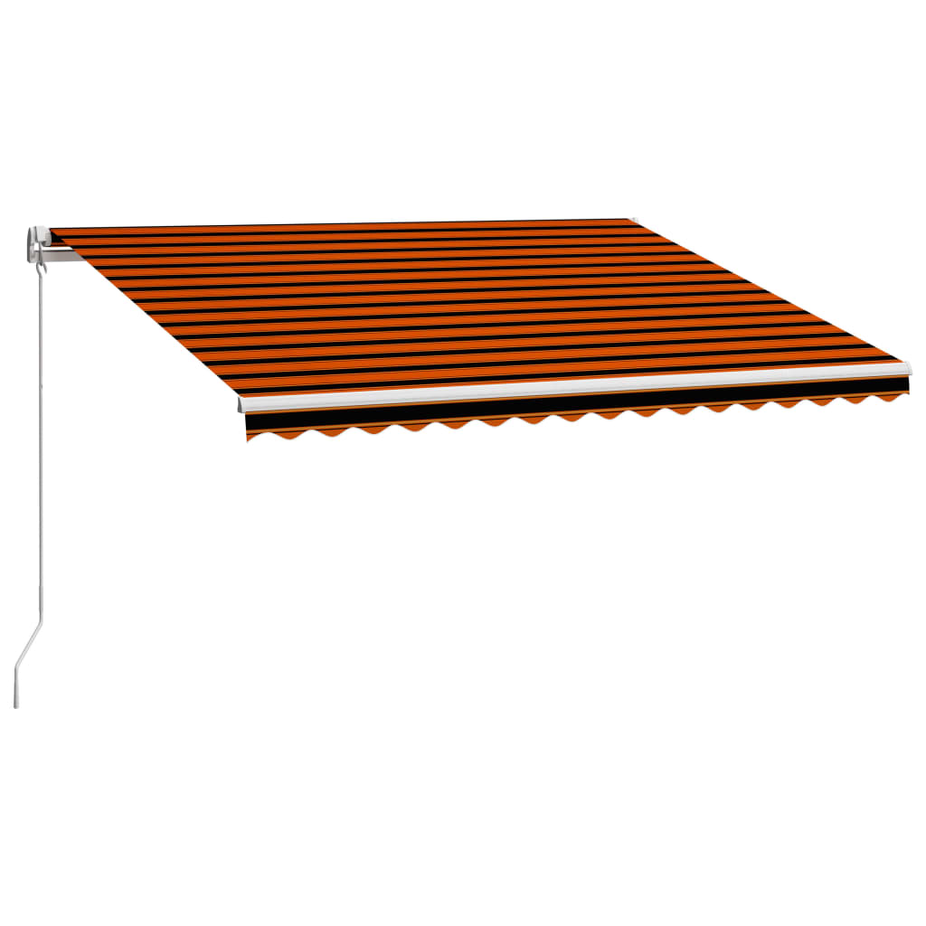 Manual Retractable Awning, Orange and Brown, 400x300cm