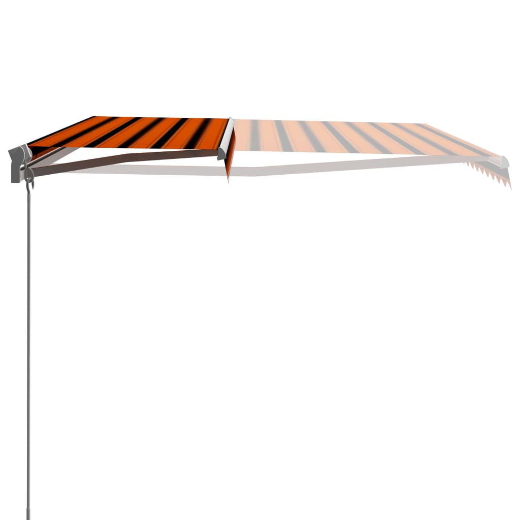Manual Retractable Awning, Orange and Brown, 400x300cm