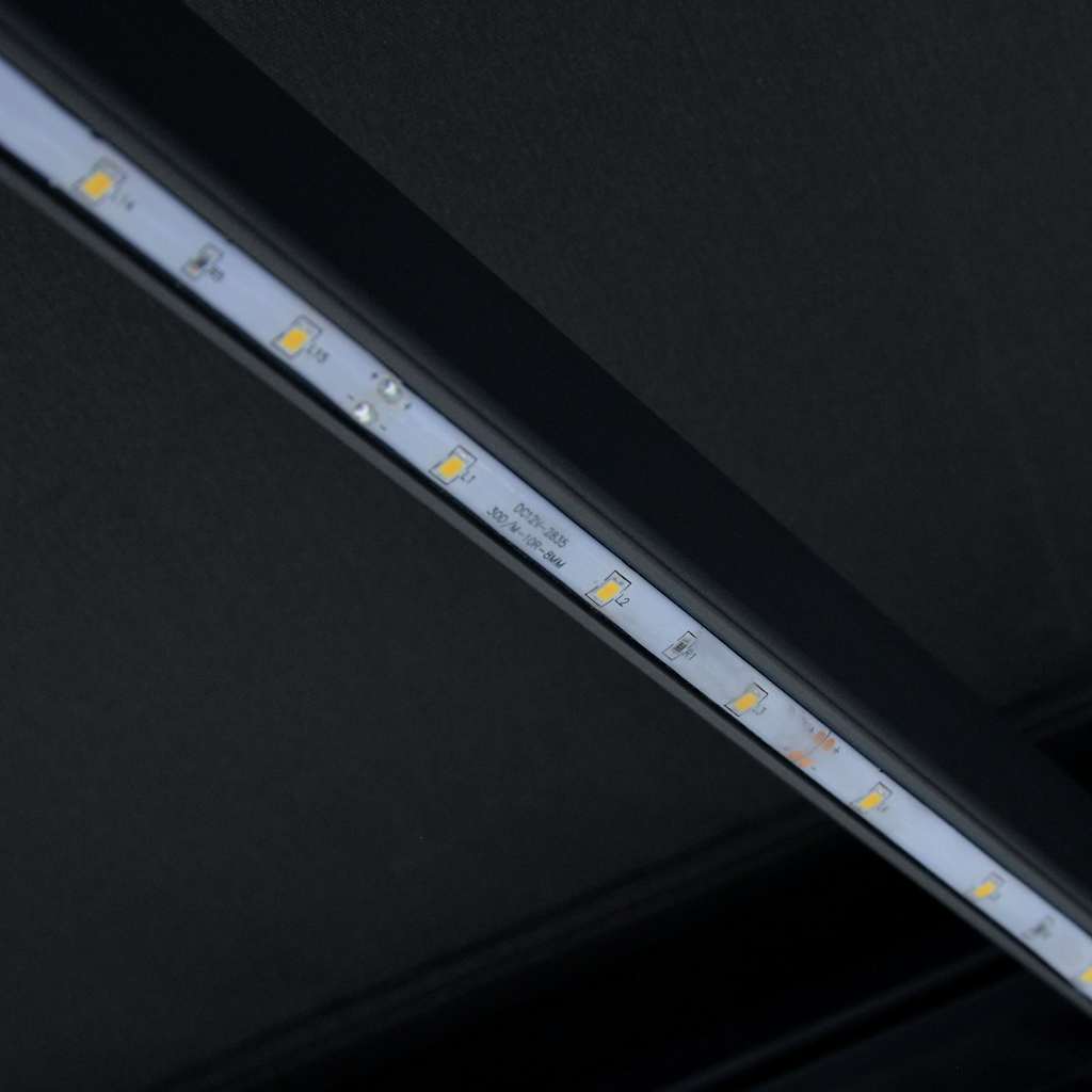 Rankiniu būdu ištraukiama markizė su LED, antracito, 350x250cm