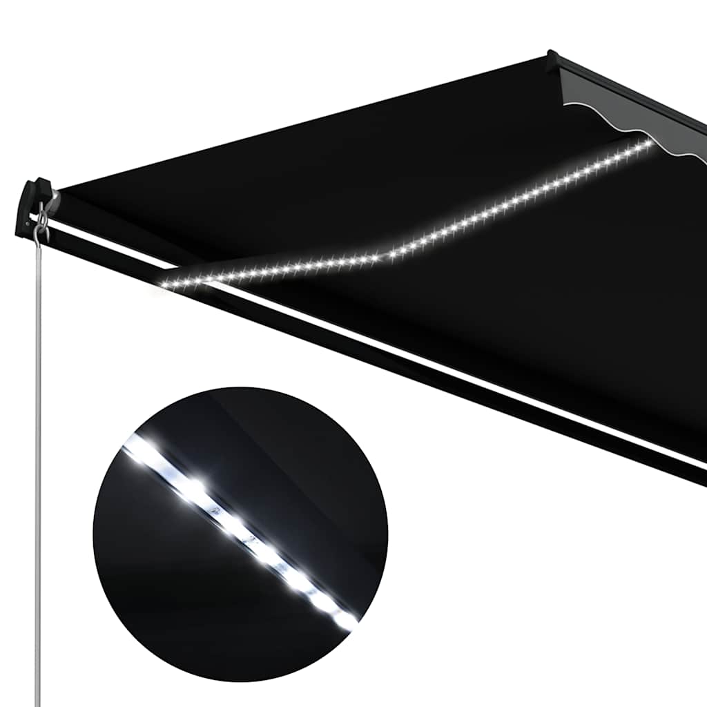 Manual Retractable Awning with LED, anthracite, 450x300cm