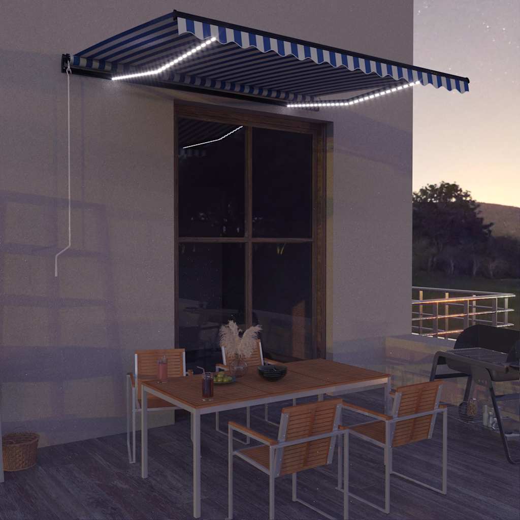 Mechaninė markizė su saulės energija maitinamais LED 4 x 3 m