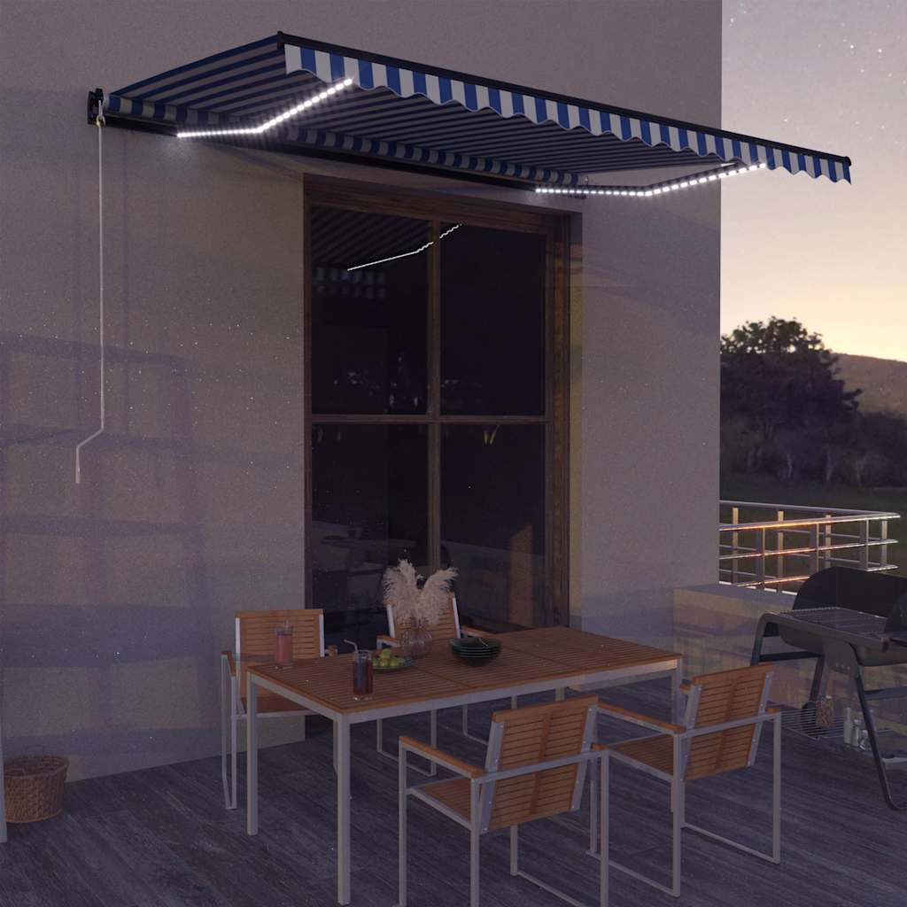 Mechaninė markizė su saulės energija maitinamais LED 4,5 x 3 m