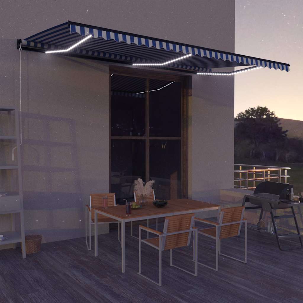 Mechaninė markizė su saulės energija maitinamais LED 6 x 3 m