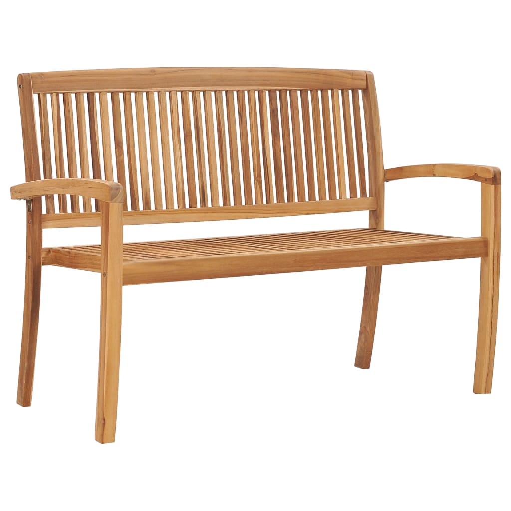 Two-seater foldable garden bench, 128.5cm, solid teak