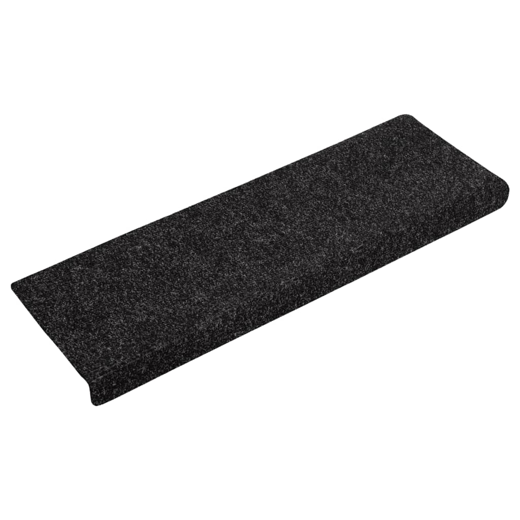 Stair mats, self-adhesive, 15 pcs, 65x21x4 cm, black, rectangular edges