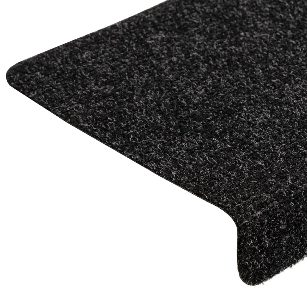 Stair mats, self-adhesive, 15 pcs, 65x21x4 cm, black, rectangular edges
