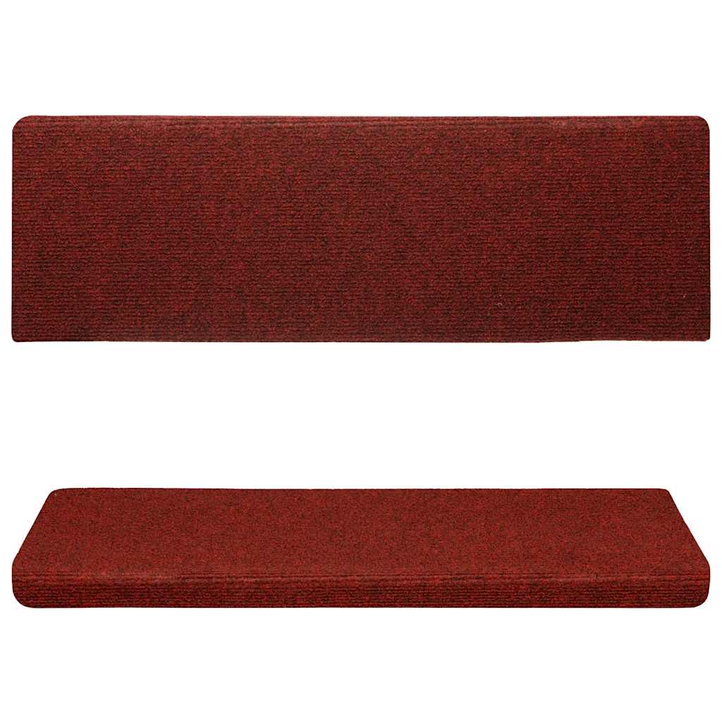 Stair mats, self-adhesive, 15 pcs, 65x21x4 cm, burgundy, rectangular, edges