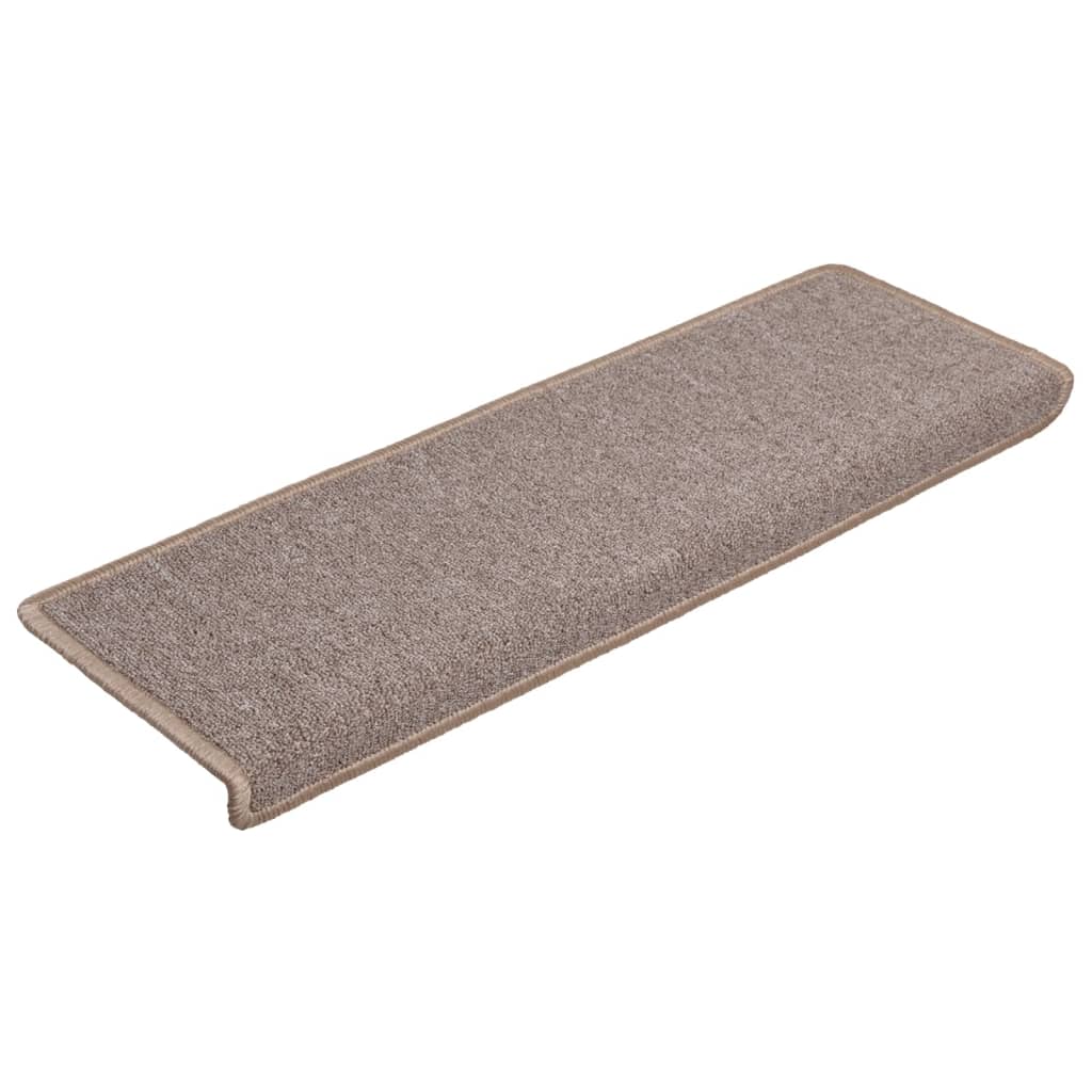 Stair mats, 15 pcs, 65x21x4 cm, light brown, rectangular edges