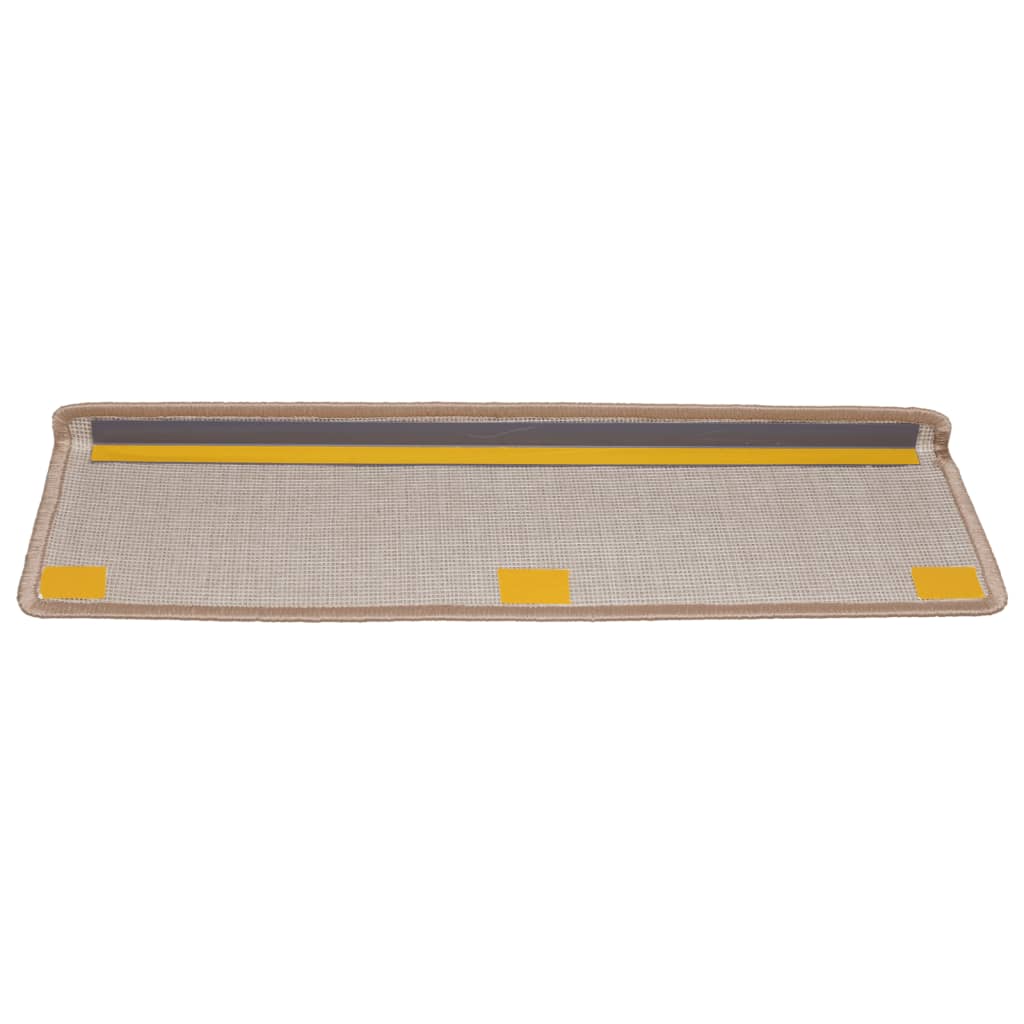 Stair mats, 15 pcs, 65x21x4 cm, light brown, rectangular edges