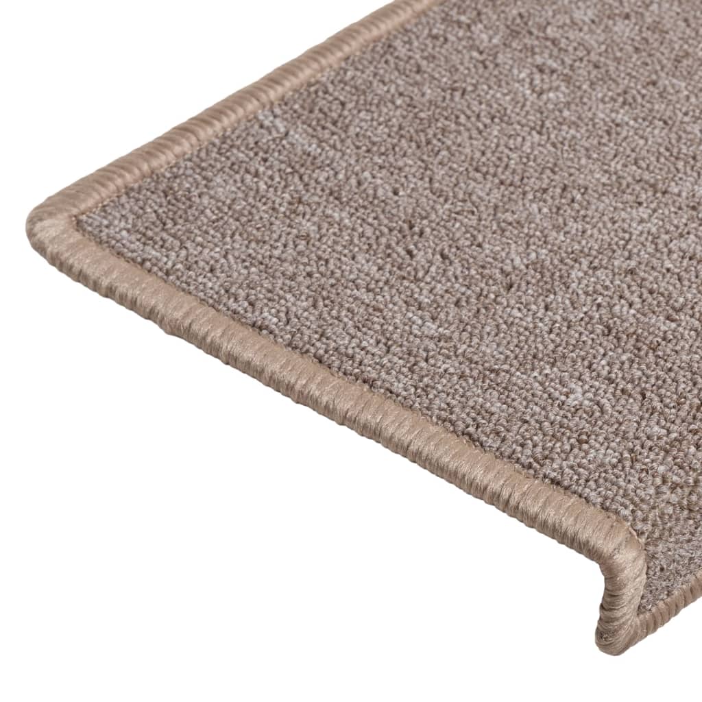 Stair mats, 15 pcs, 65x21x4 cm, light brown, rectangular edges