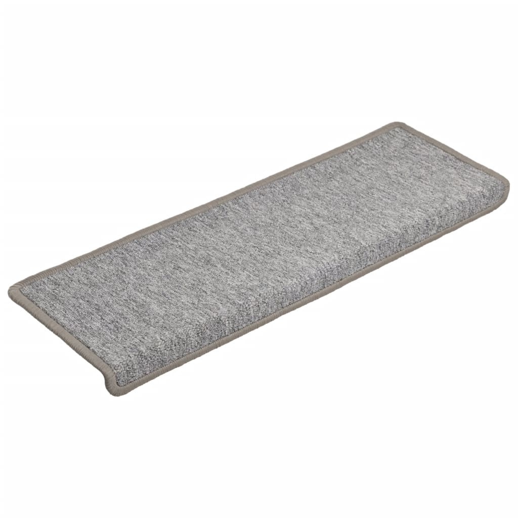 Stair mats, 15 pcs, 65x21x4 cm, light grey, rectangular edges