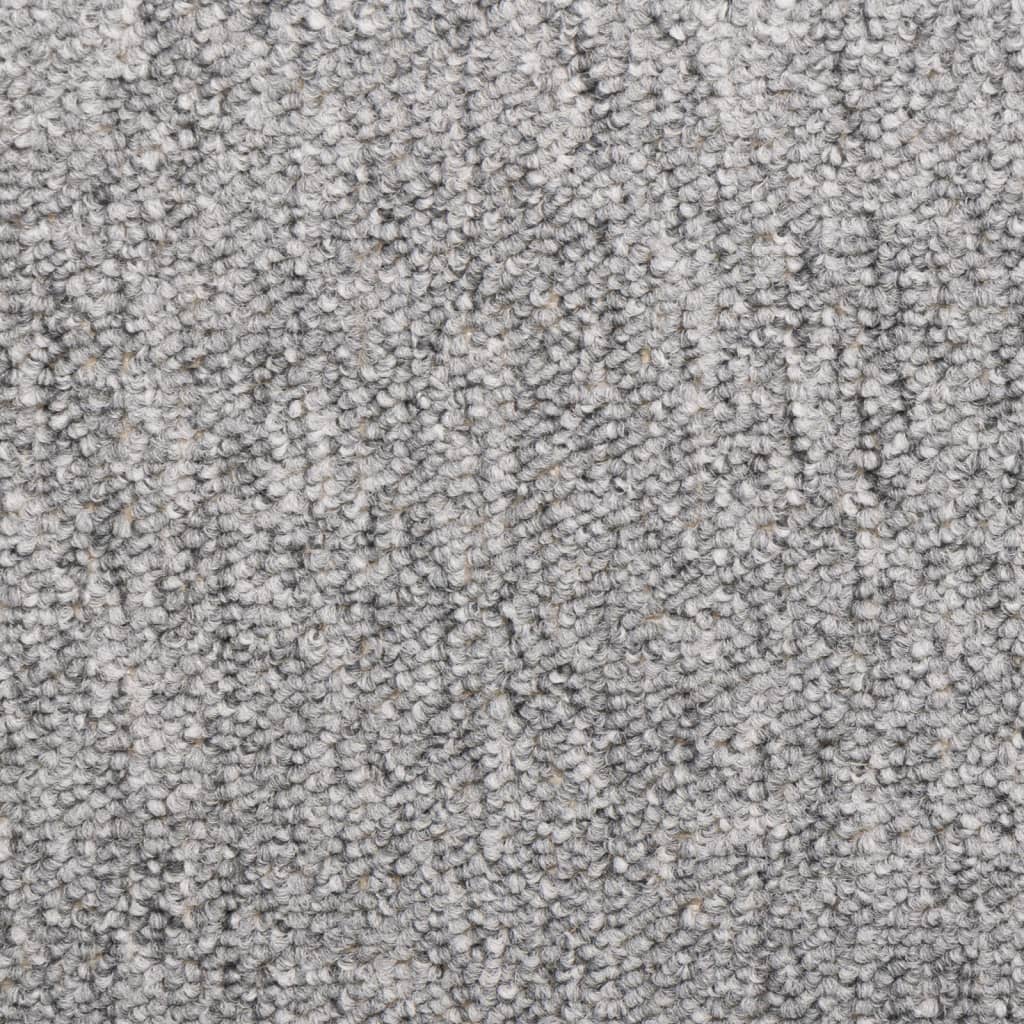 Stair mats, 15 pcs, 65x21x4 cm, light grey, rectangular edges