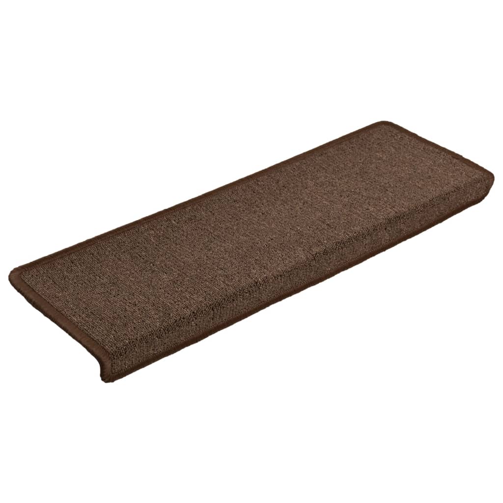 Stair mats, 15 pcs., 65x21x4 cm, brown, rectangular edges