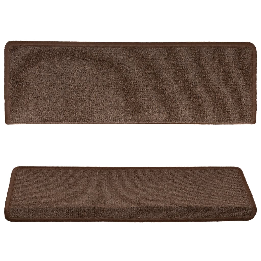 Stair mats, 15 pcs., 65x21x4 cm, brown, rectangular edges