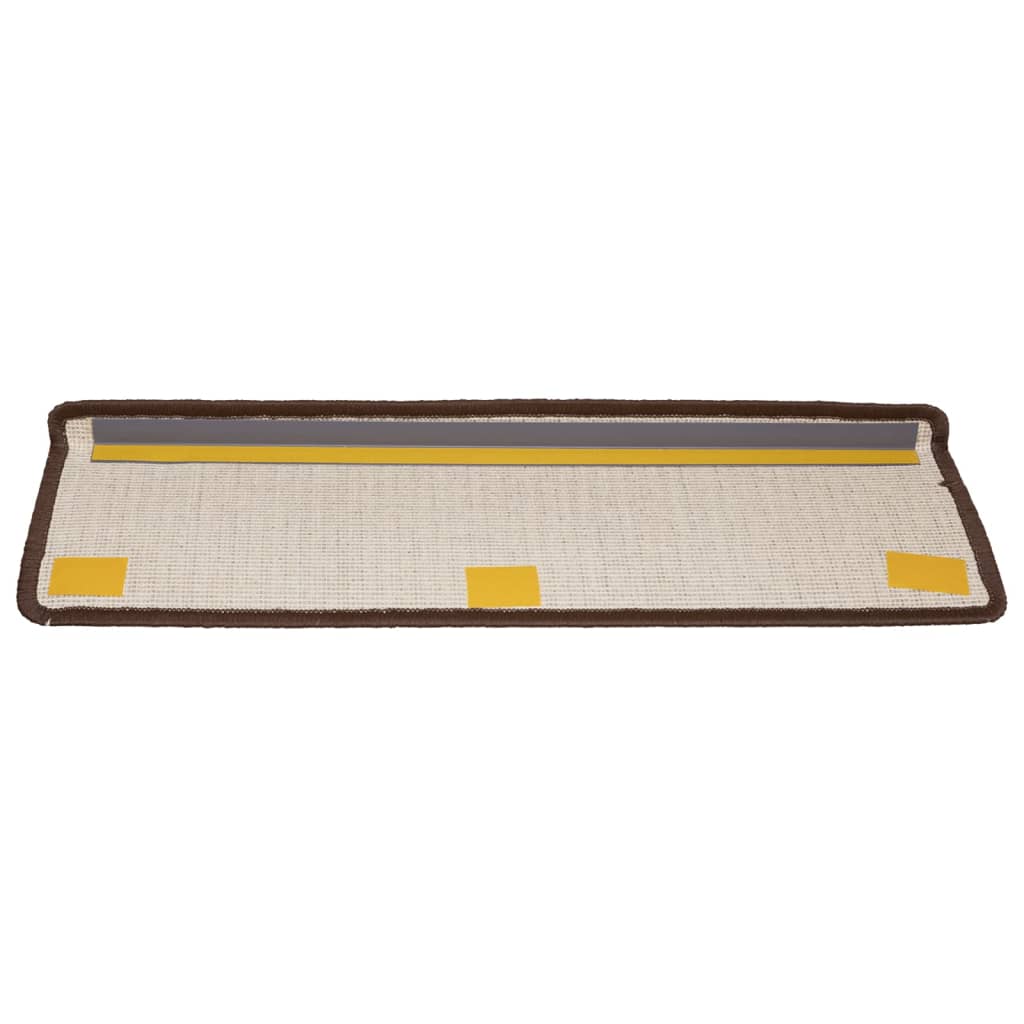 Stair mats, 15 pcs., 65x21x4 cm, brown, rectangular edges