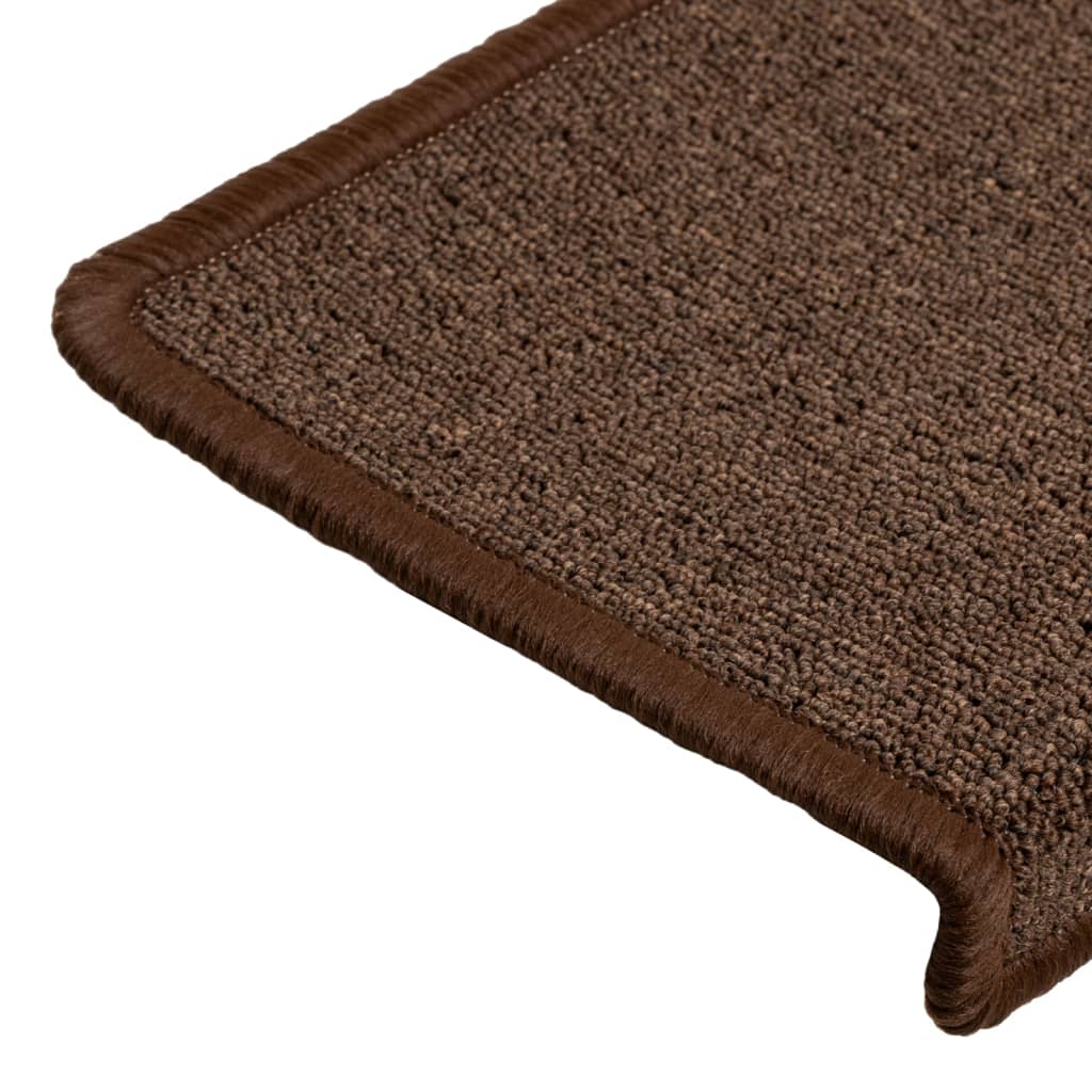 Stair mats, 15 pcs., 65x21x4 cm, brown, rectangular edges