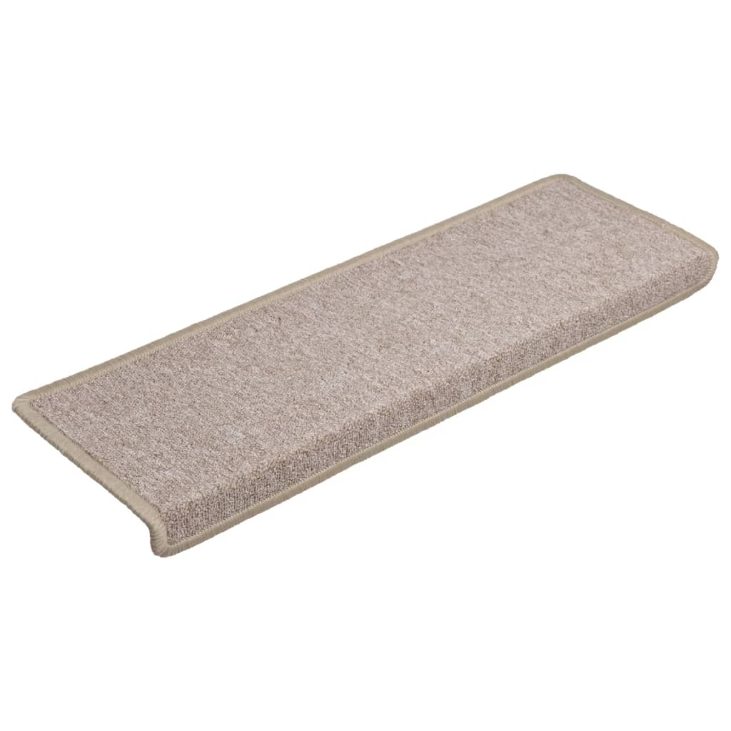 Stair mats, 15 pcs., 65x21x4 cm, taupe, rectangular edges