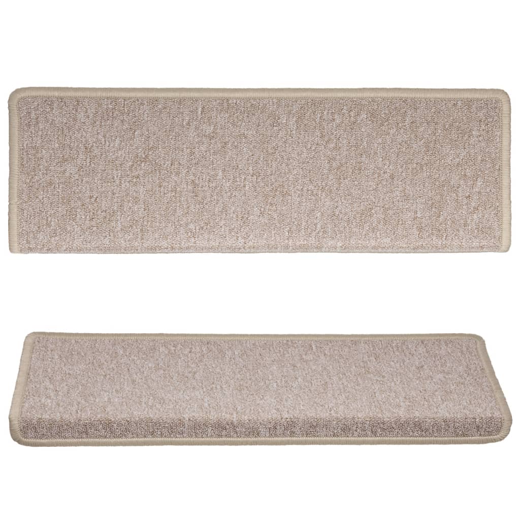 Stair mats, 15 pcs., 65x21x4 cm, taupe, rectangular edges