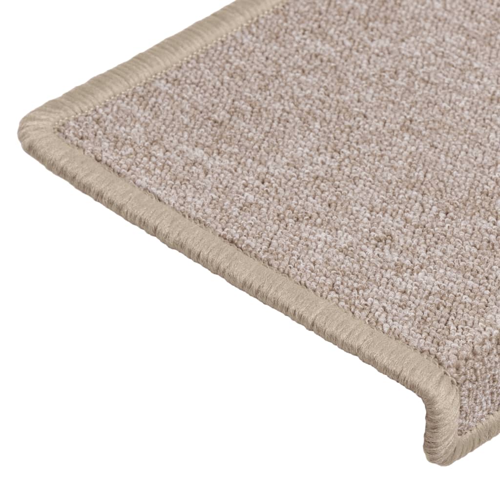 Stair mats, 15 pcs., 65x21x4 cm, taupe, rectangular edges