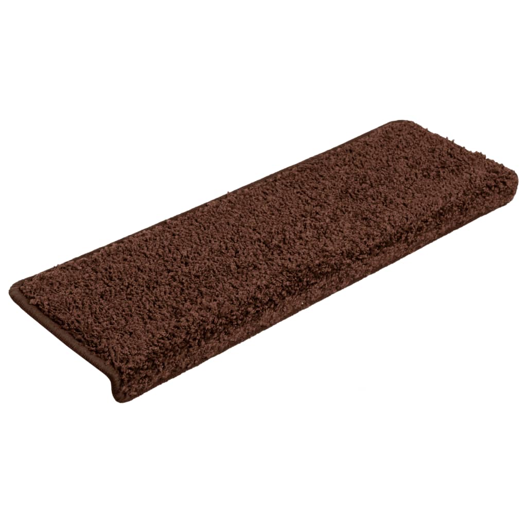 Stair mats, 15 pcs., 65x21x4 cm, brown, rectangular edges