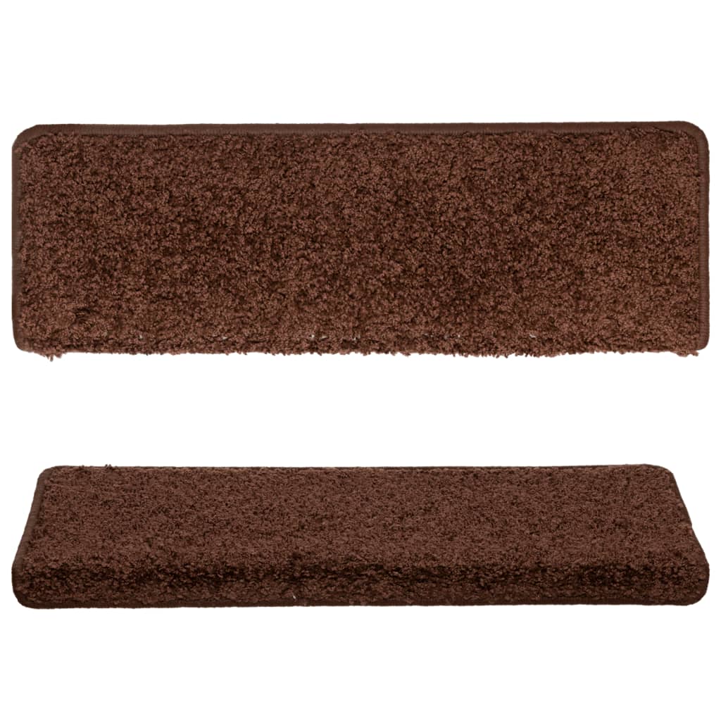 Stair mats, 15 pcs., 65x21x4 cm, brown, rectangular edges