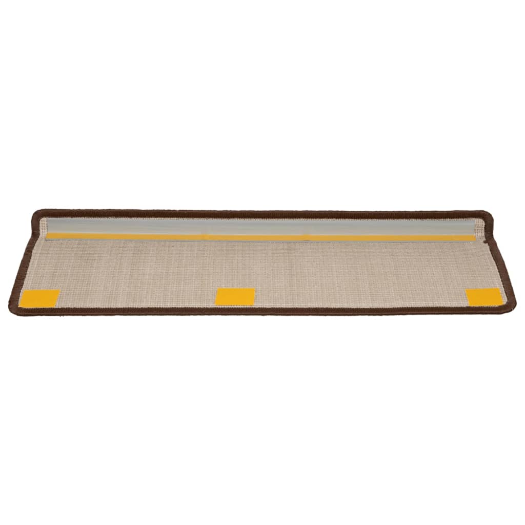 Stair mats, 15 pcs., 65x21x4 cm, brown, rectangular edges