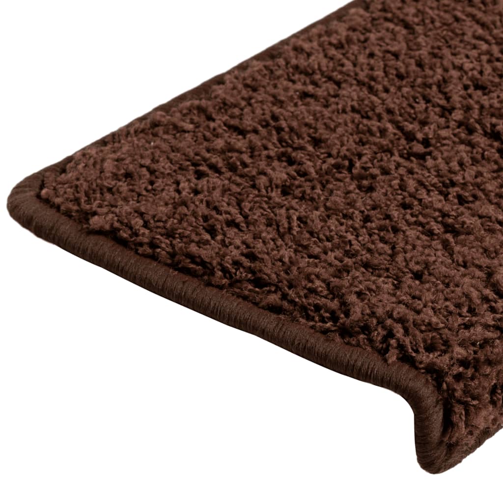 Stair mats, 15 pcs., 65x21x4 cm, brown, rectangular edges