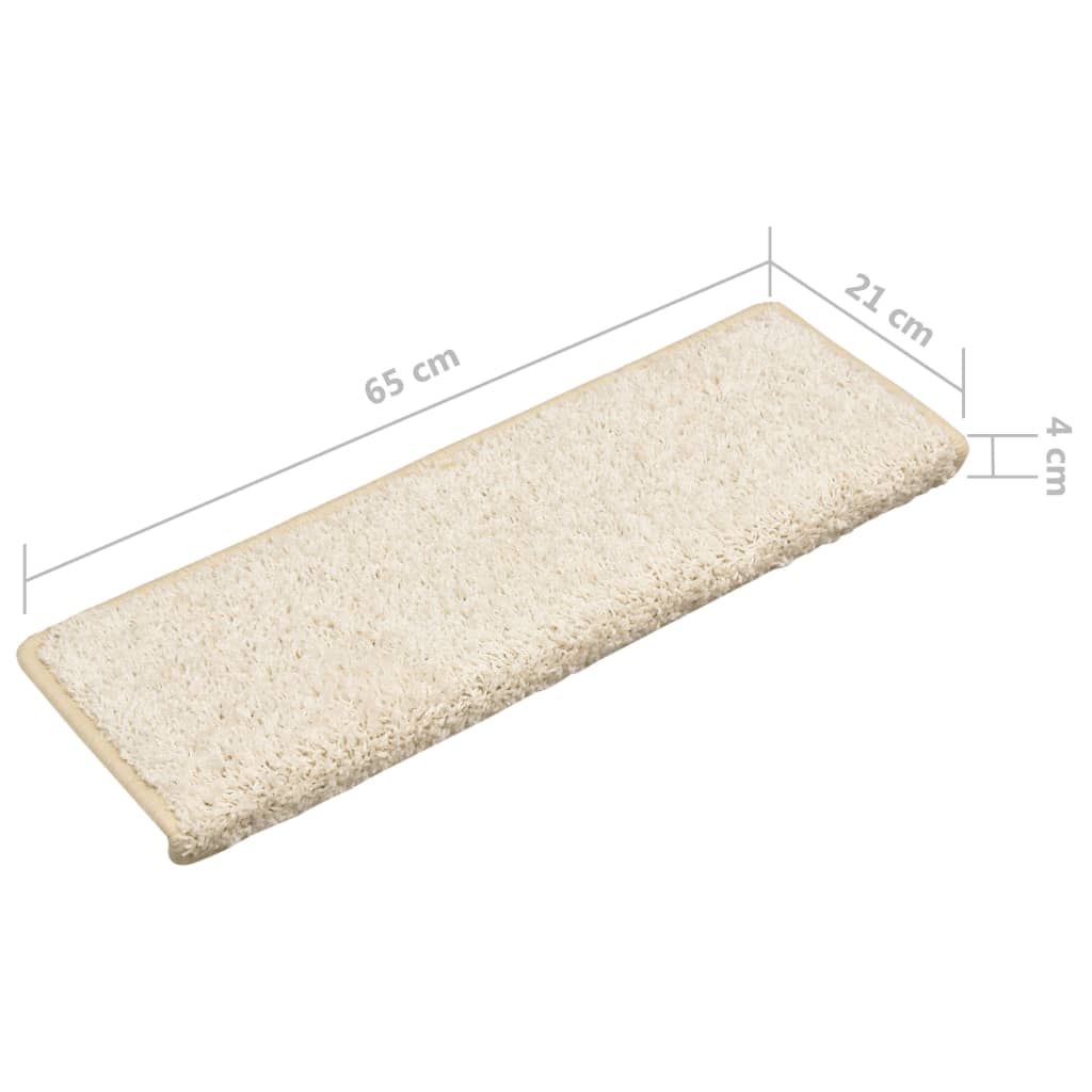 Stair mats, 15 pcs., 65x21x4 cm, white, rectangular edges
