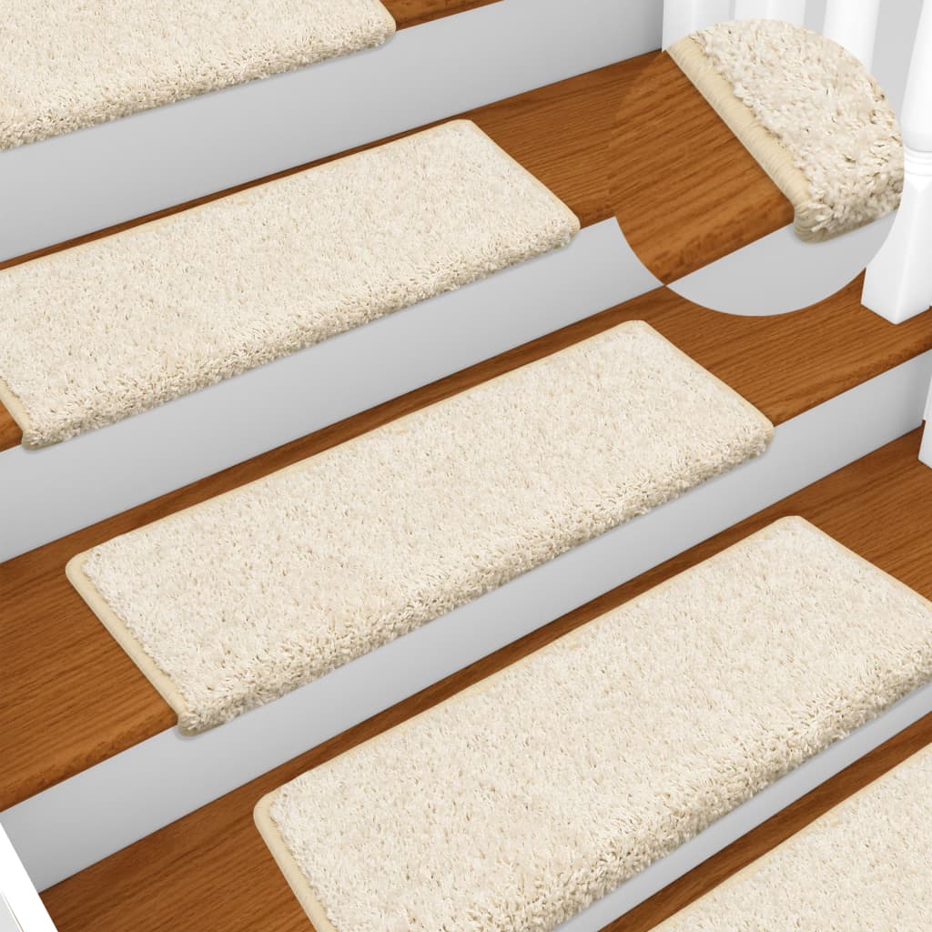 Stair mats, 15 pcs., 65x21x4 cm, white, rectangular edges