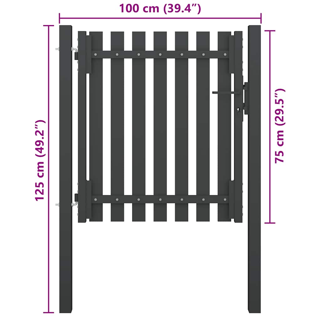 Dārza vārti, antracīta krāsā, 1x1,25 m, tērauds